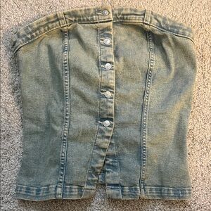 Divided Denim Crop Top